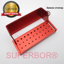 Подставка / бокс / органайзер / термоблок SUPERBOR® для хранения и стерилизации стоматологических боров FG (20) и RA (10) розовый (rose) со стопором